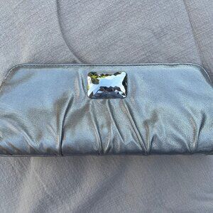 Lauren Merkin Silver and Gold Evening Clutch with Crystal Accent